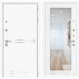 Входная металлическая дверь Line White с Зеркалом 18 - Белое дерево